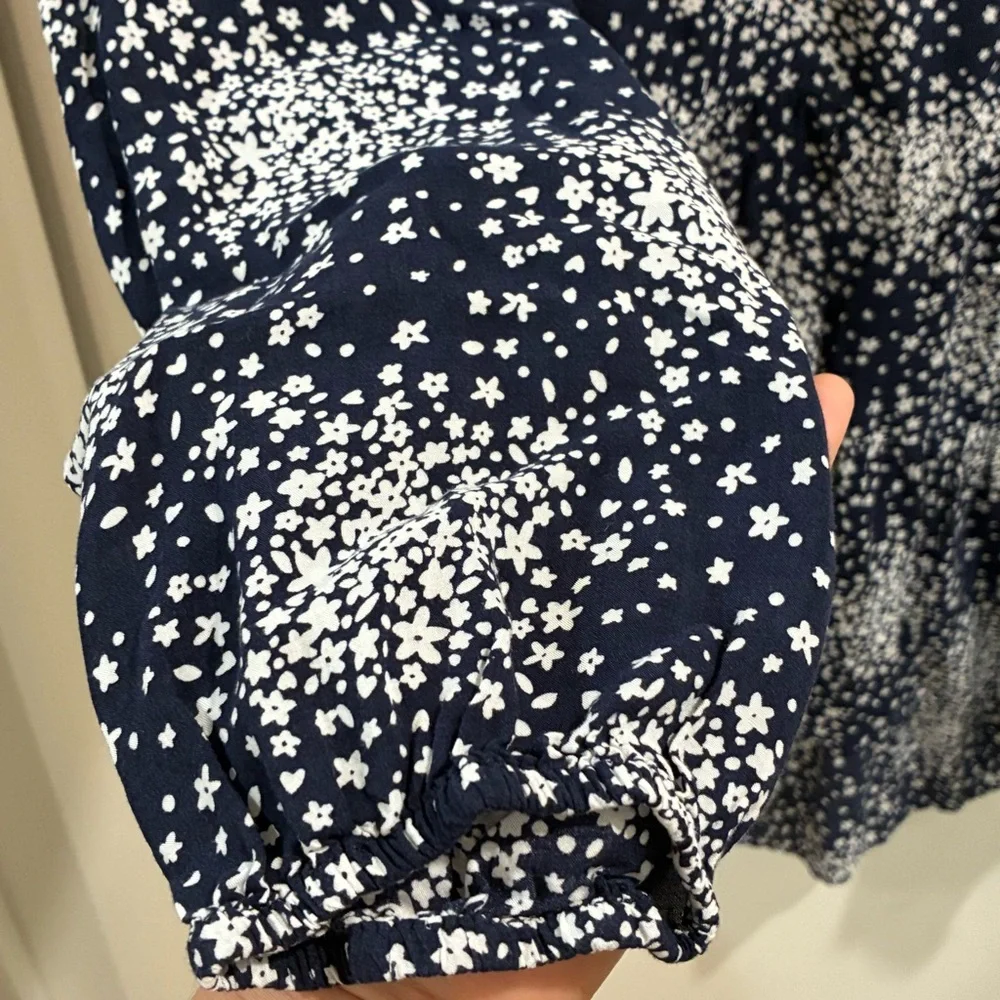 Boden Willow Top Floral Tiered Blouse V-Neck Puff Sleeve Boho Flowy Small 2